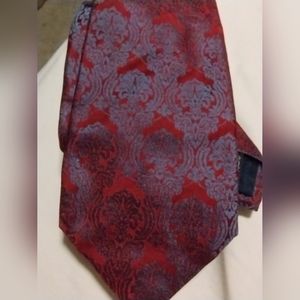BURBERRY London red blue sheen silk tie